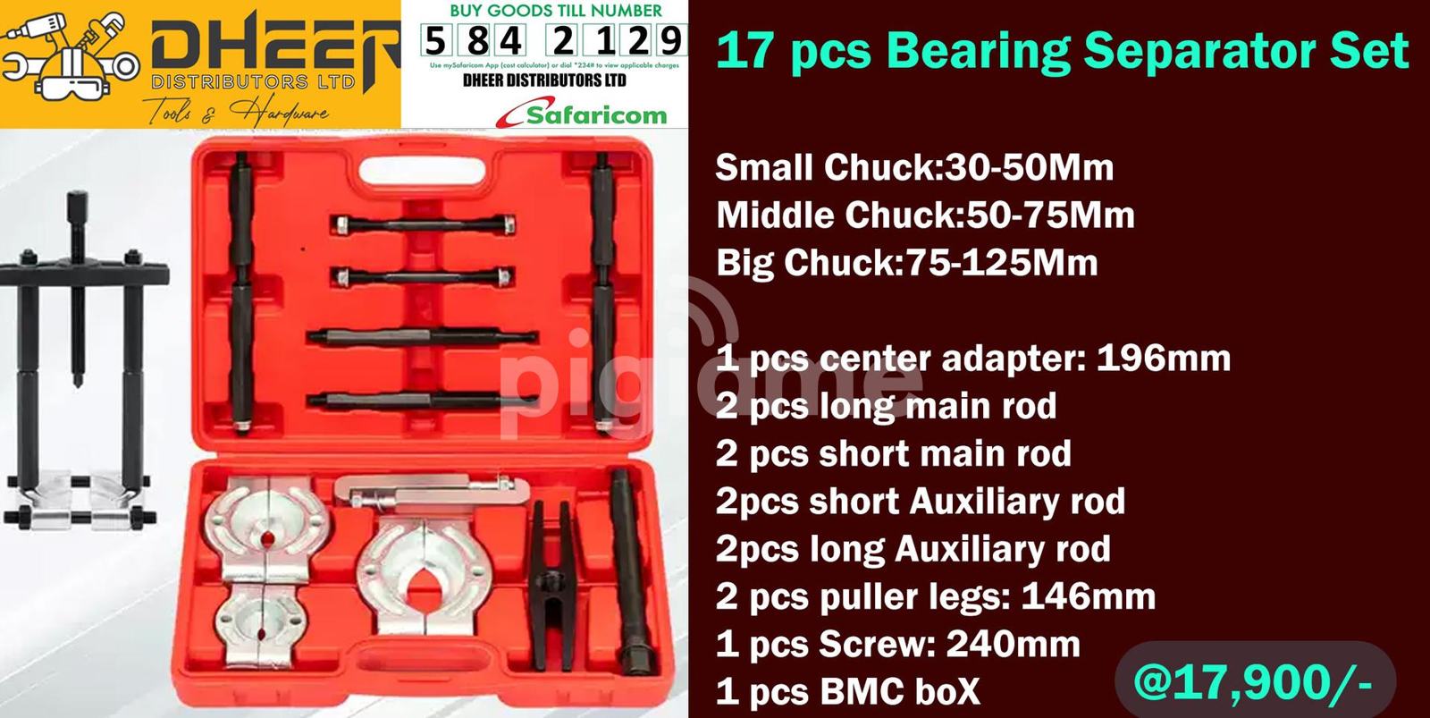 Bearing separator and tool kit laid out for a repair job