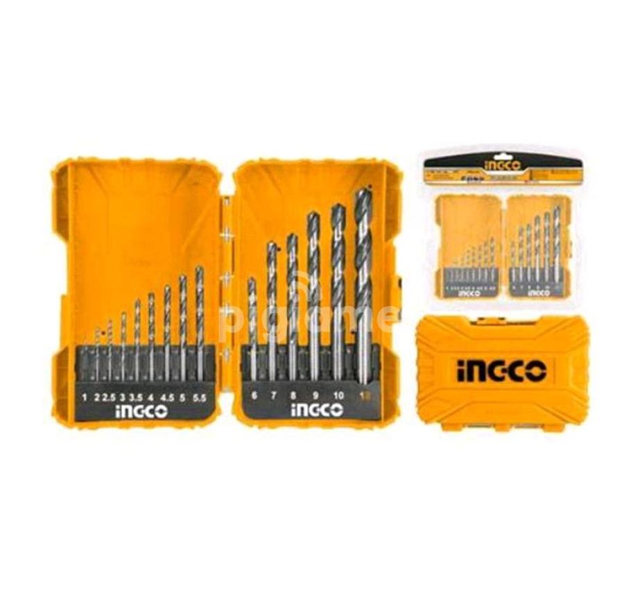 Thirteen-piece HSS drill bit set in metal case