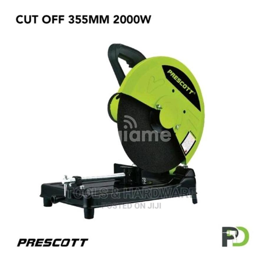 Makita 2414NB 355mm cut-off machine on a metal stand
